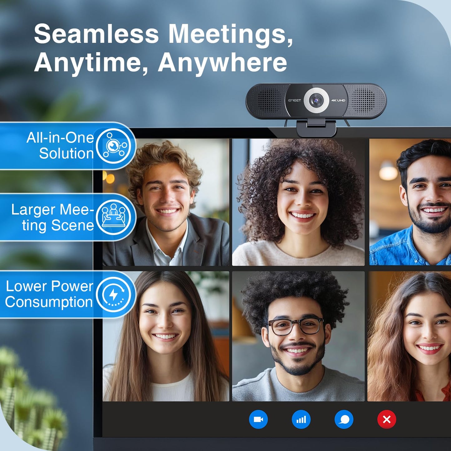 EMEET 1080P Webcam with Microphone, C960 Web Camera, 2 Mics, 90° FOV, USB Type-A & A-to-C Adapter, Plug&Play Computer Camera for Online Calling/Conferencing, Zoom/Teams/Facetime/YouTube, 2025 Version