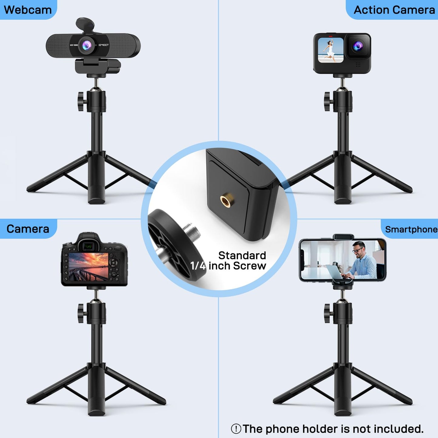 EMEET 1080P Webcam with Microphone, C960 Web Camera, 2 Mics, 90° FOV, USB Type-A & A-to-C Adapter, Plug&Play Computer Camera for Online Calling/Conferencing, Zoom/Teams/Facetime/YouTube, 2025 Version