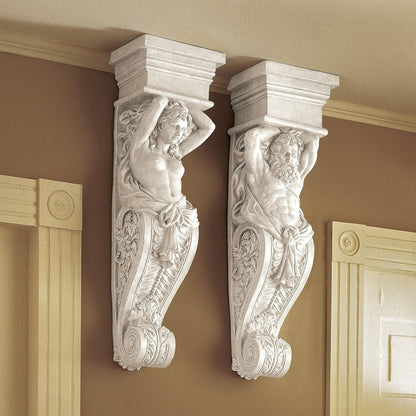 Exquisite  Caryatid Wall Sculpture in Antique Stone - 8.5" x 7