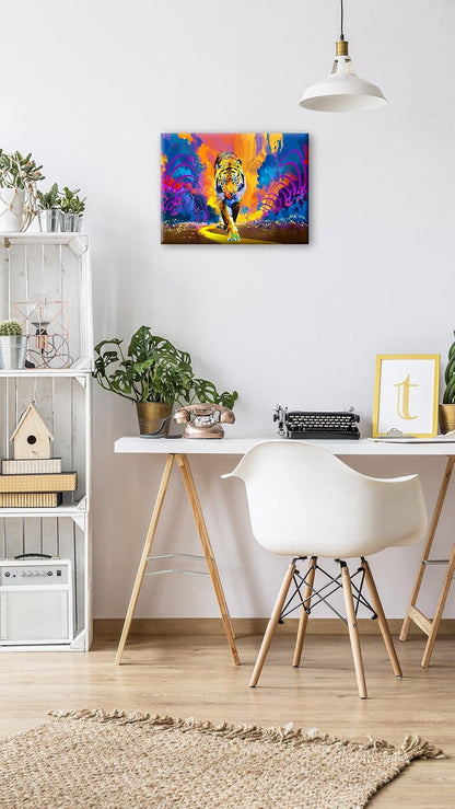 Stunning Tiger Abstract Canvas Wall Art - Framed 12x16 for Bedroom, Living Room & Bathroom Decor