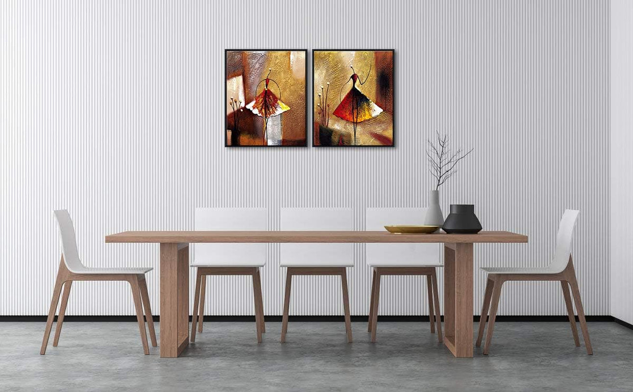 Stunning Hand-Painted Ballet Dancers Canvas Art in Elegant Black Frame – Perfect for Home Decor