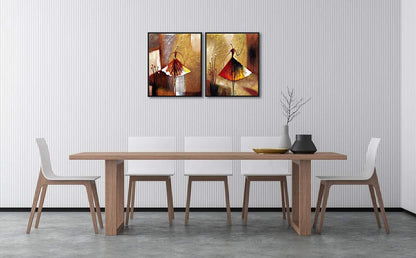 Stunning Hand-Painted Ballet Dancers Canvas Art in Elegant Black Frame – Perfect for Home Decor