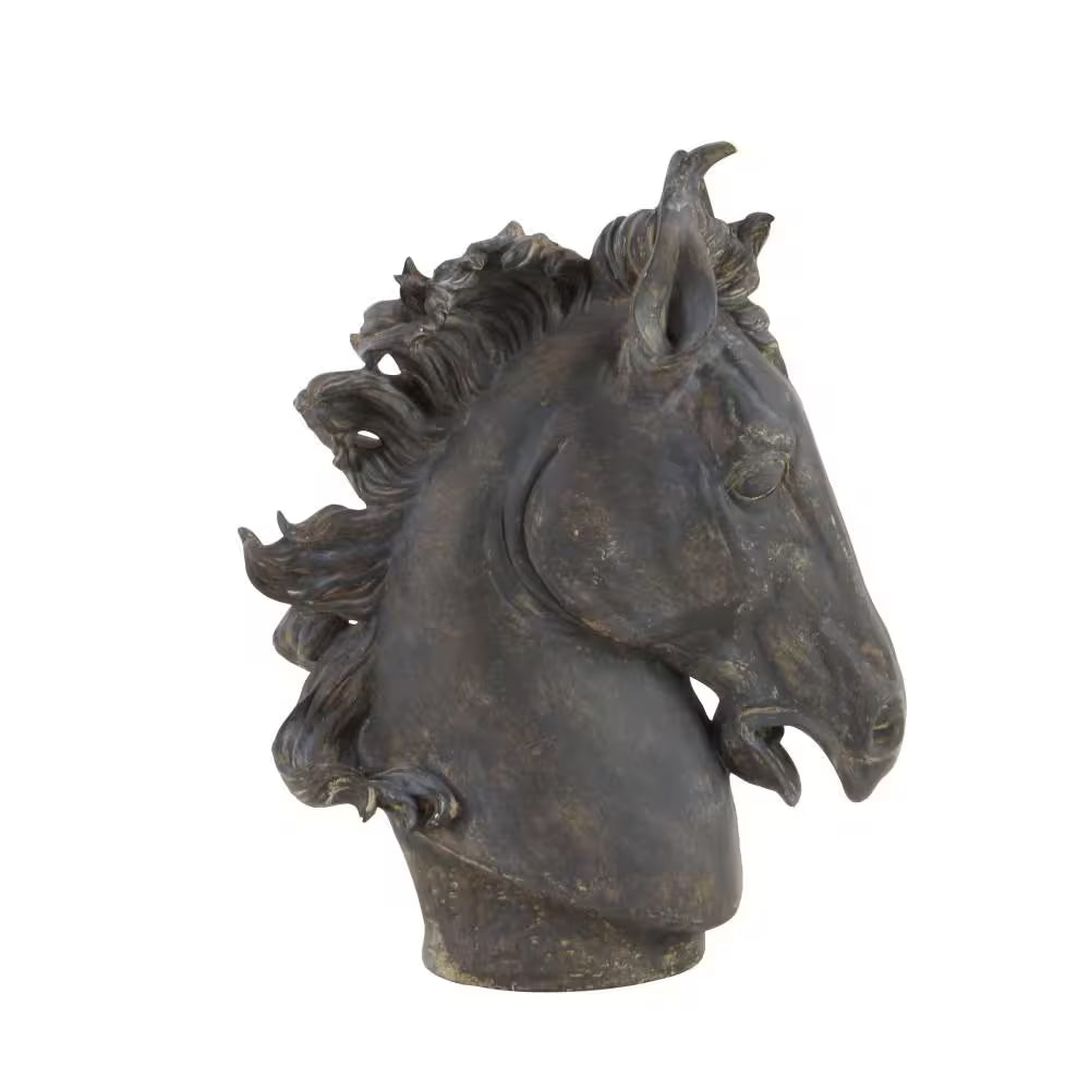 7 In. X 25 In. Brown Polystone Horse Sculpture