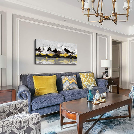 Stunning Black and White Abstract Mountain Canvas Art - Perfect for Living Room, Office, Bedroom, and Bathroom Decor