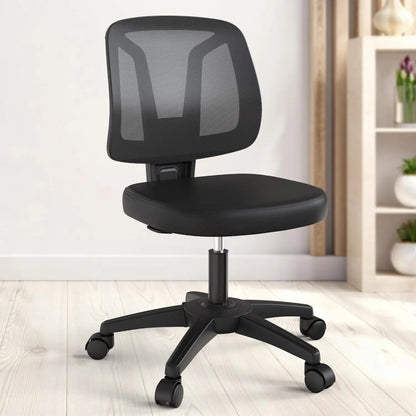 Swivel No Arms Small Office Desk Chair for Computer Home with Height Adjustable Back Support and Rotatoable Wheels for Small