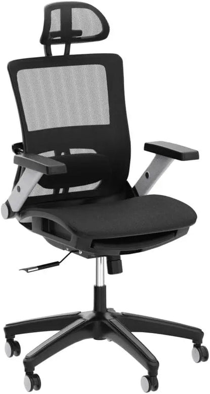Colamy Ergonomic Mesh Office Chair with Footrest, High Back Computer Executive Desk Chair with Headrest and 4D Flip-Up