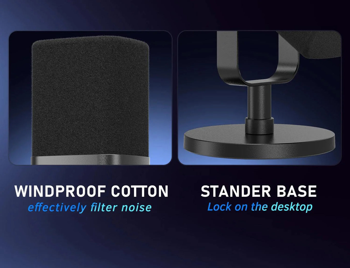 Dynamic USB/XLR Microphone with Touch Mute Button and Headphone Jack for PC and Gaming