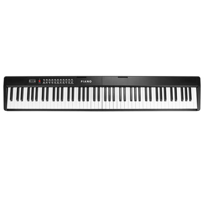 Folding Piano Keyboard 88 Keys Rechargeable Full Size Semi Weighted Piano Digital Electronic Piano with LCD Screen Carry Bag Mic Sheet Music Stand Sticker for Beginners Kids