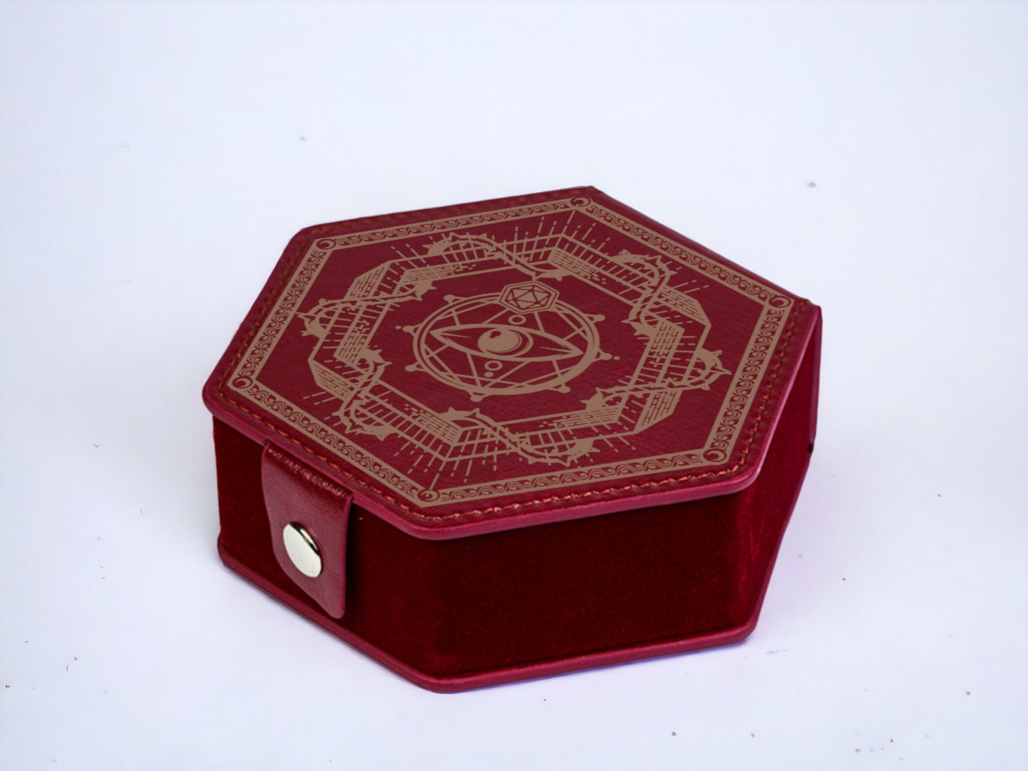 Hexagonal Faux Leather Dice Vault