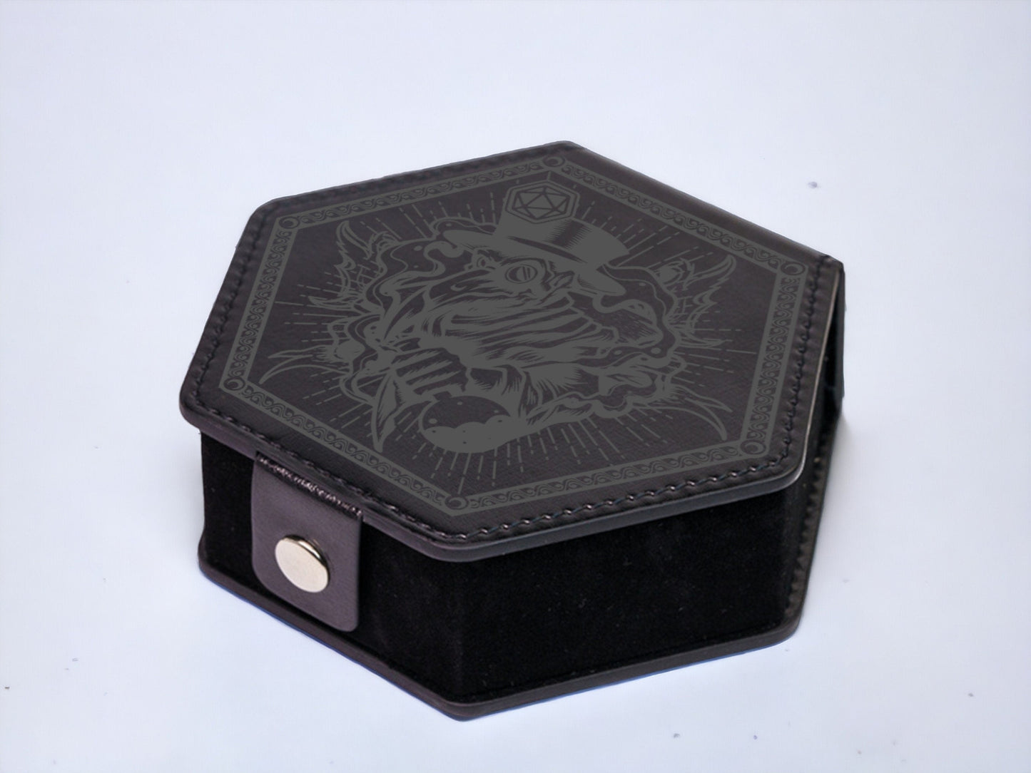 Hexagonal Faux Leather Dice Vault