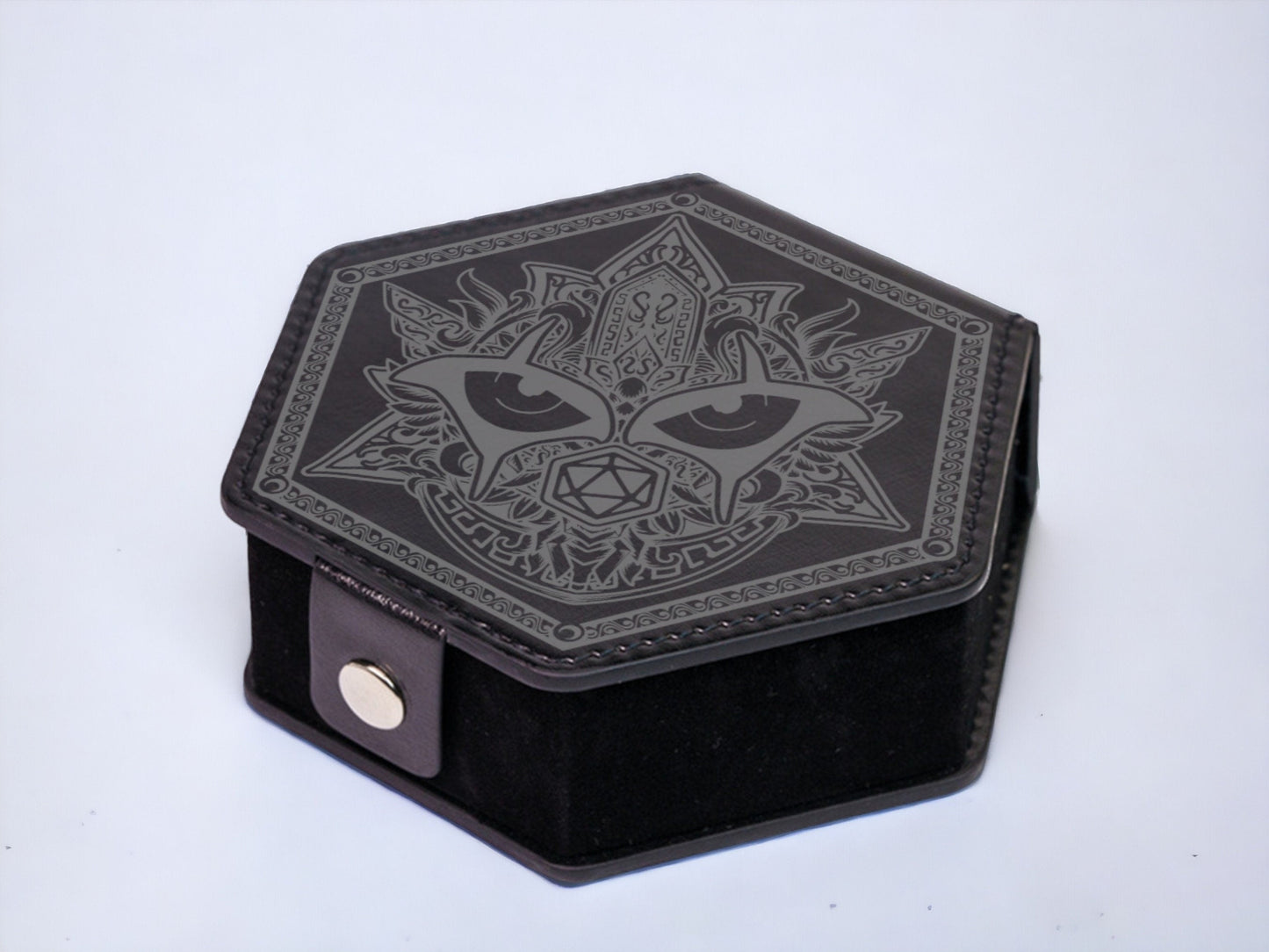 Hexagonal Faux Leather Dice Vault