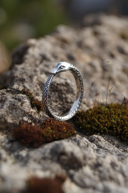 Ouroboros Snake Silver Ring
