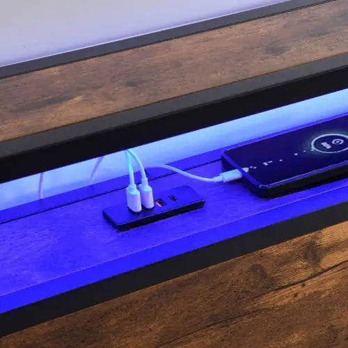Full-Size LED Bed with Charging Hub and Drawers