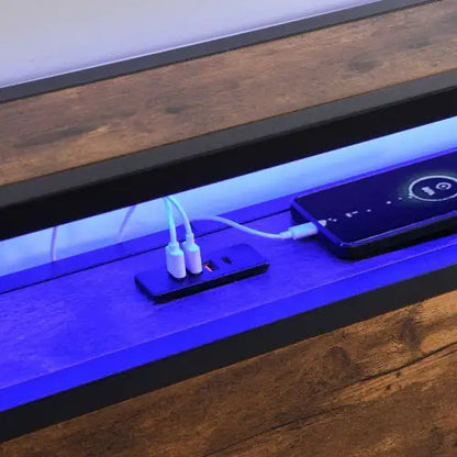 Full-Size LED Bed with Charging Hub and Drawers