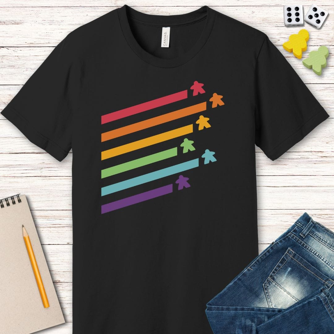 Meeple Shirt - Retro Rainbow Board Game Shirt