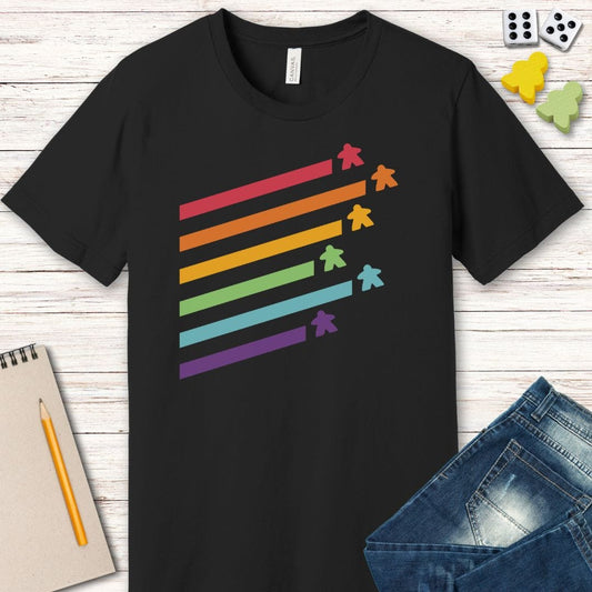 Meeple Shirt - Retro Rainbow Board Game Shirt