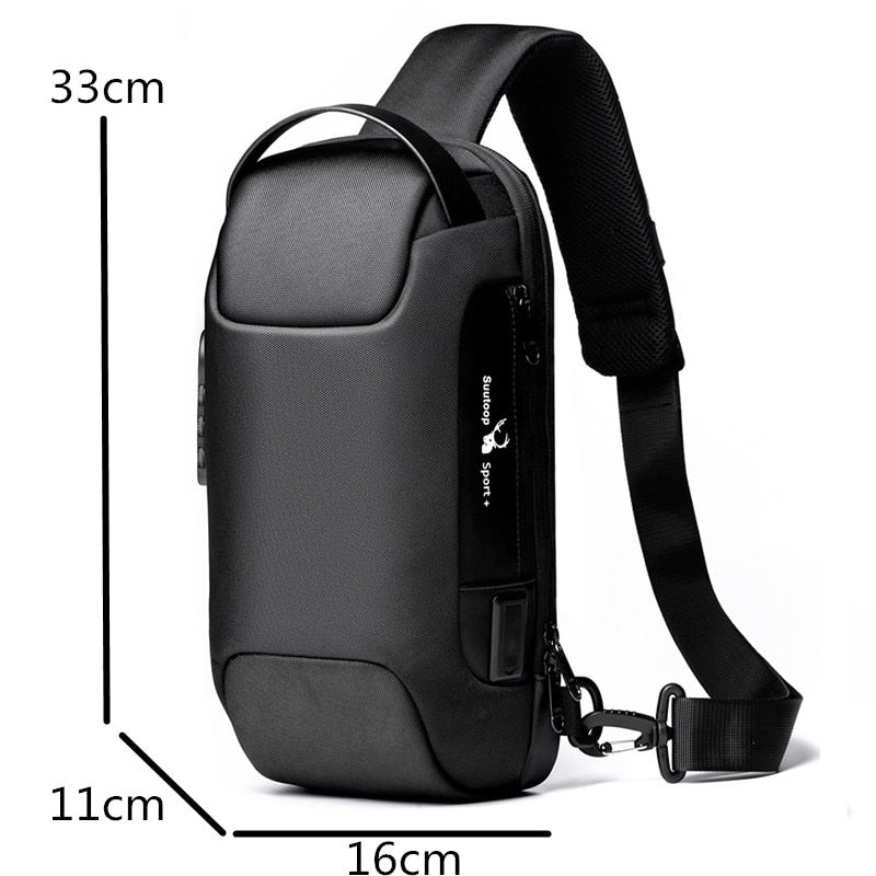 Men's Waterproof USB Oxford Crossbody Bag Anti-theft Shoulder Sling Bag Multifunction Short Travel Messenger Chest Pack For Male