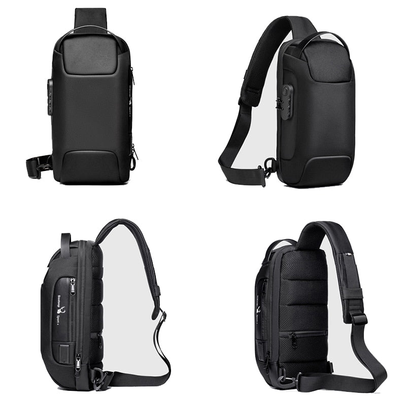 Men's Waterproof USB Oxford Crossbody Bag Anti-theft Shoulder Sling Bag Multifunction Short Travel Messenger Chest Pack For Male