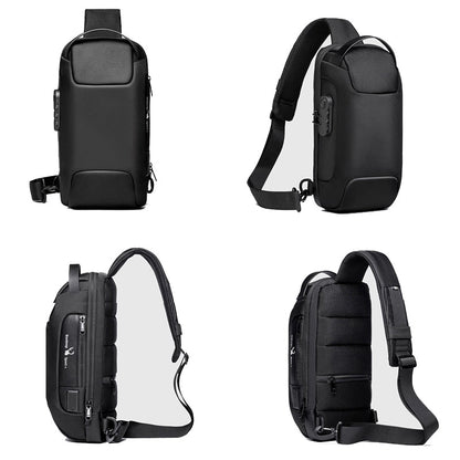 Men's Waterproof USB Oxford Crossbody Bag Anti-theft Shoulder Sling Bag Multifunction Short Travel Messenger Chest Pack For Male