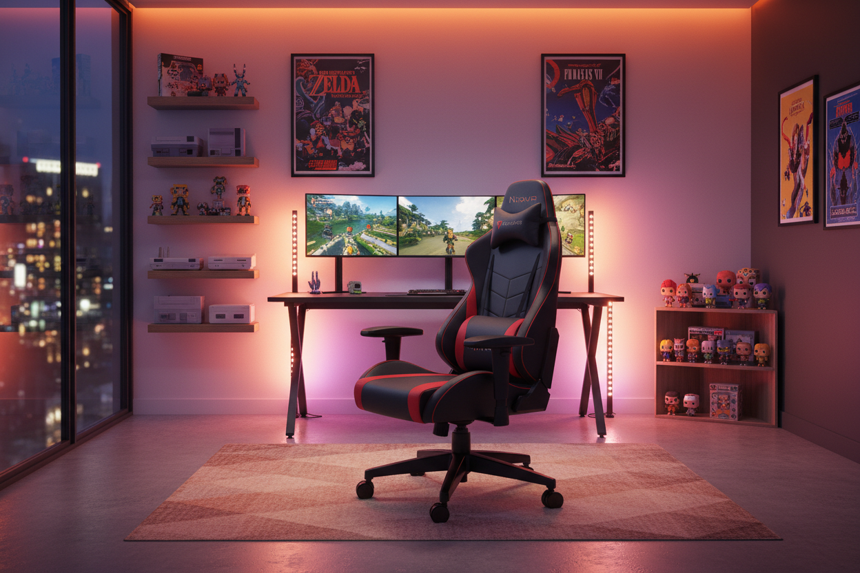Nice computer chair, in a game room
