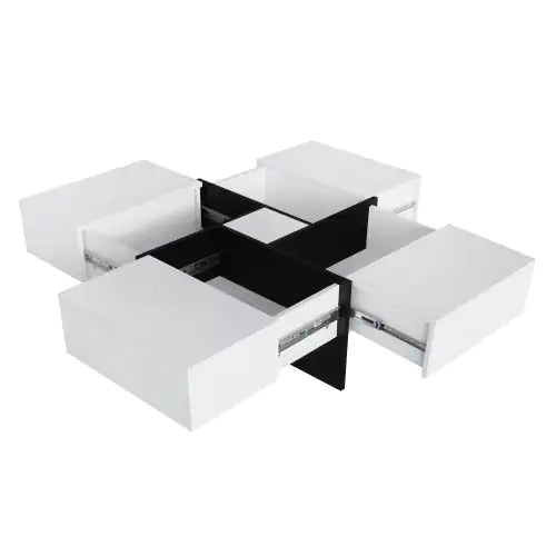 Elegant Square Coffee Table with Quadruple Storage