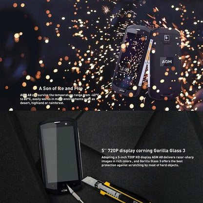 AGM A8 Triple Proofing Phone, 4GB+64GB, EU Version 4050mAh Battery,