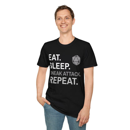 Rogue T-Shirt – 'Eat, Sleep, Sneak Attack, Repeat'
