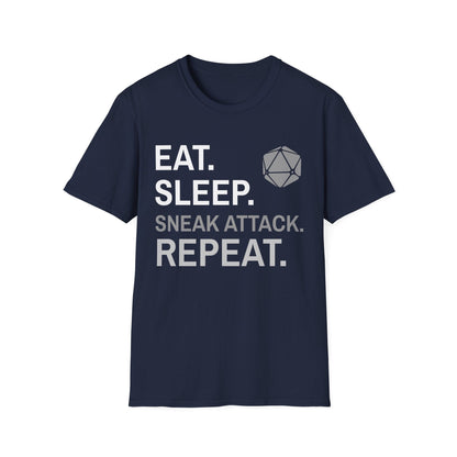 Rogue T-Shirt – 'Eat, Sleep, Sneak Attack, Repeat'