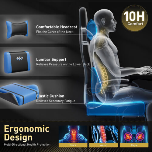 Gaming Chair with Pocket Spring Cushion, Video Game Chair, Gaming Computer Chair