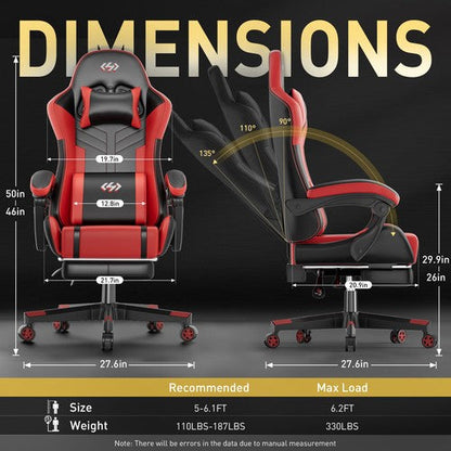 Gaming Chair with Pocket Spring Cushion, Video Game Chair, Gaming Computer Chair