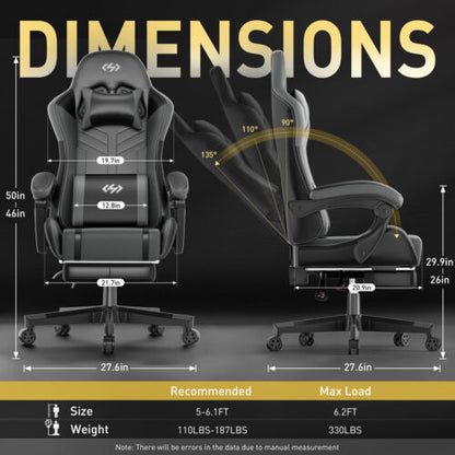 Gaming Chair with Pocket Spring Cushion, Video Game Chair, Gaming Computer Chair