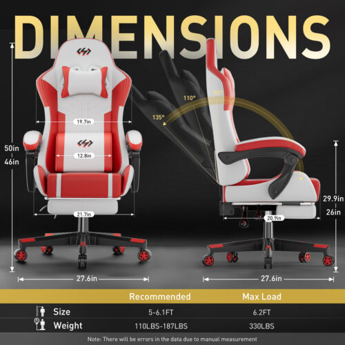 Gaming Chair with Pocket Spring Cushion, Video Game Chair, Gaming Computer Chair