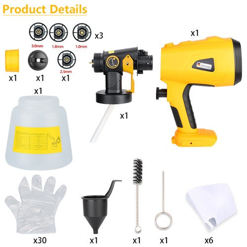 Cordless Electric Spray Gun Portable Paint Sprayer House Painter for Dewalt 20V