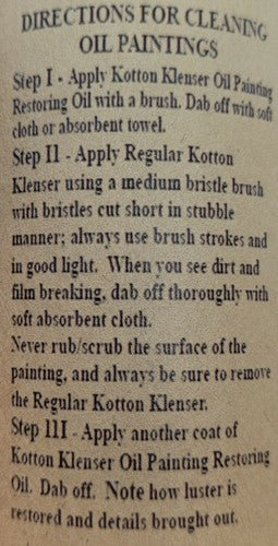 6 oz Bottle KOTTON KLENSER OIL PAINTING RESTORING OIL art frame restore protect