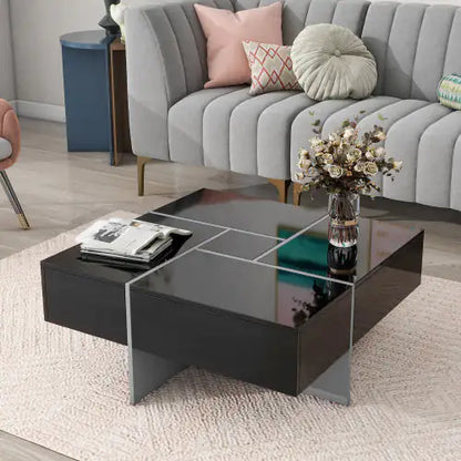 Elegant Square Coffee Table with Concealed Storage