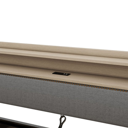 Twin Size Daybed with Storage Drawers, Upholstered Daybed with Charging Station and LED Lights, Gray(Old Item W1580S00034)