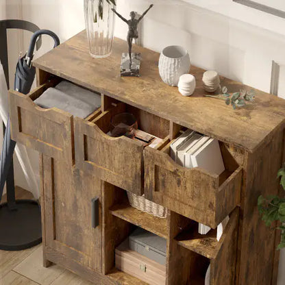Elegant Vintage Wooden Storage Unit with Adjustable Shelving
